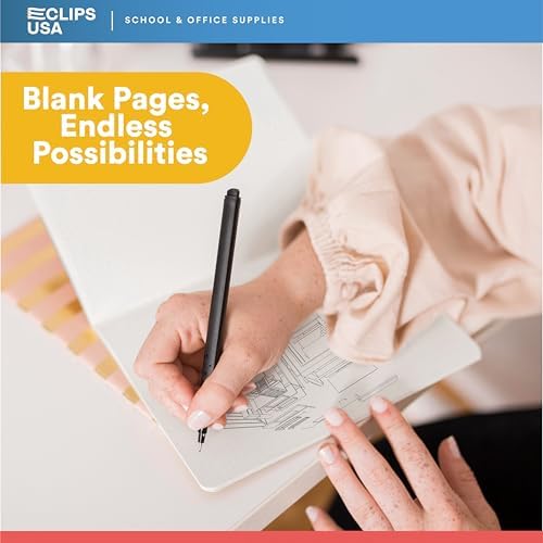 E-CLIPS USA Composition Notebooks, Unruled Composition Notebook, Hard Cover Marble Composition Notebook, 100 sheets, 9.75″ x 7.25″ (24)