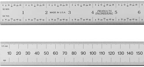 PEC Tools 48"/1200mm Metal Ruler, Rigid, English & Metric, High Precision