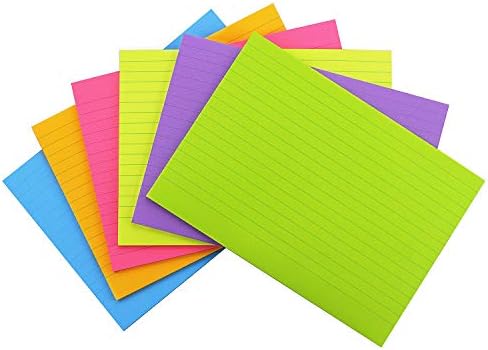 Early Buy Lined Sticky Notes, 8x6 in, 6 Bright Color, 6 Pads, 45 Sheets/Pad