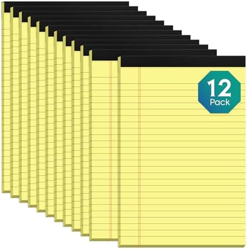 Yellow Legal Pads 5x8 Notepads, 12 Pack Small Note Pads 5x8 College Ruled
