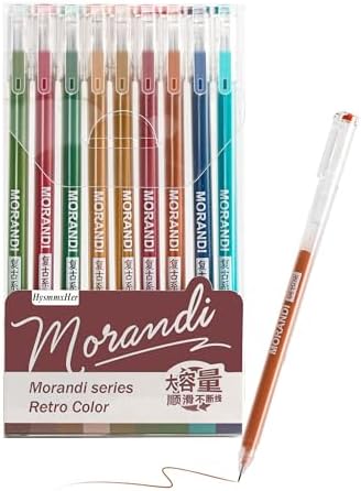 9 Colored Gel Pens Set, 0.6mm Fine Point for Black Paper & White Paper, Pens for Journaling, Adult Coloring Books, Bible, Drawing, Note Taking, Art & Journaling Supplies(Morandi-Retro Color)