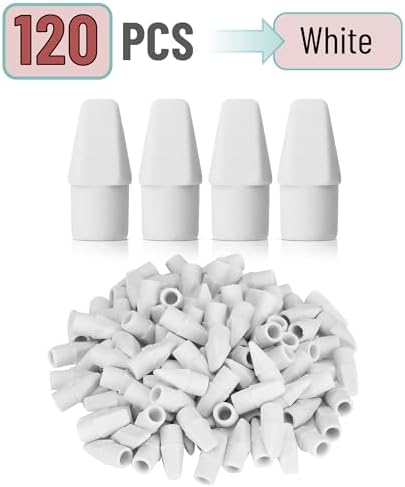 Mr. Pen- White Pencil Top Erasers, 120 pcs, Eraser Caps for Pencils | White Pencil Head Erasers for Pencils Tops (Pack of 4)