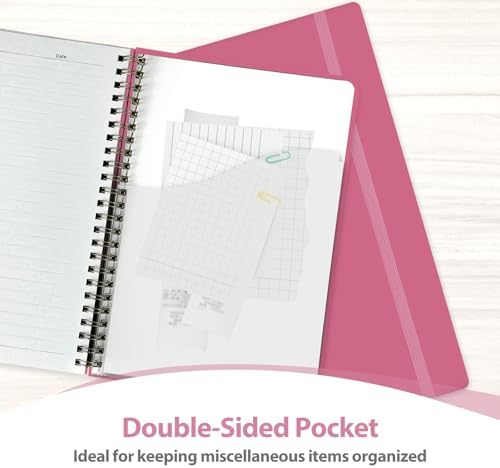 VALOME Journaling Notebooks, A5 Lined Spiral Notebook for Women & Men, 146 Pages College Ruled Hardcover Note Book for Work, Note Taking, Journaling, School, Writing (Rose Pink)