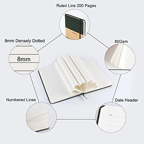 Journal notebook (A5-Lined, Dark Green),192 Pages, Medium 5.7X8.3 inches - 80 gsm Thick Paper, Hardcover