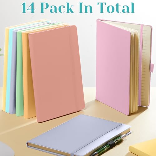 Laumoi 14 Pack Hardcover Lined Journal Notebooks Bulk,Candy Color,A5