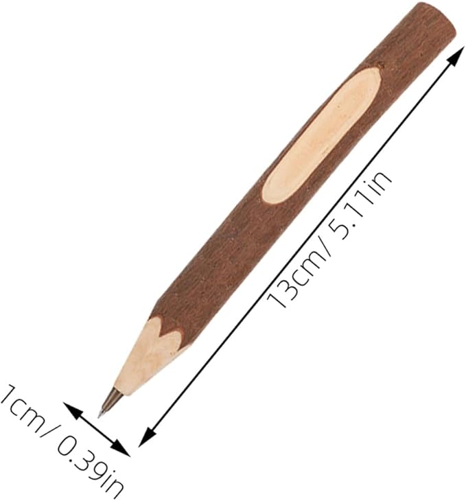 LALAFINA Natural Wood Ballpoint Pens 13cm Eco-friendly Biodegradable Tree Bark Design Portable Writing Supplies Set of 10 for Office and School Use
