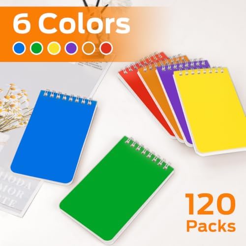 120 Packs Pocket Notebook Bulk, 3x5 Inch Small Spiral Notepads