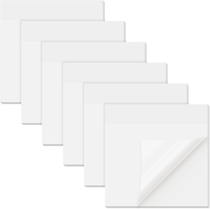 EUSOAR Translucent Sticky Notes, 300 Sheets 3x3 Inch Neon White See Through Sticky Notes Clear, Translucent Adhesive Note Bible Page Flags Stickers Note Pads Message Reminder for Home Office Work