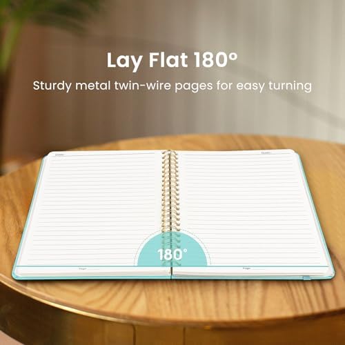 Taja Lined Spiral Journal Notebook for Women & Men, 140 Pages, College Ruled Hardcover Notebook for Work & Note Taking, Journals for Writing, A5(5.7" x 7.9") – Aquamarine