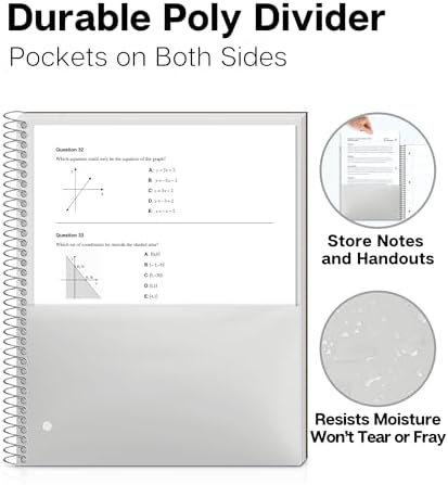 Dunwell 3-Subject Spiral Notebook, College Ruled, 150 Sheets, Black
