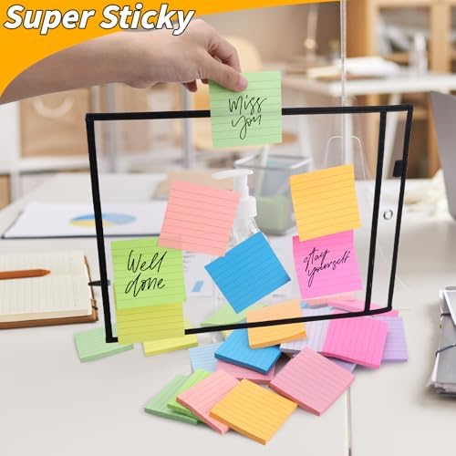 120 Pack Lined Sticky Notes 3x3 Inch 12 Colors Colorful Memo Pads Bulk