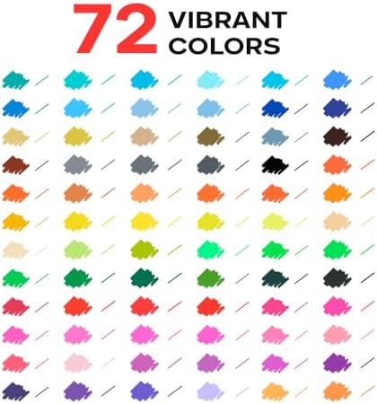 72 Watercolor Markers Set | Water Color Pens with Brush & Fineliner, Water-Based Art Markers | Dual Tip Markers for Adult Coloring, Lettering, Calligraphy, Sketching, Journaling & Illustration