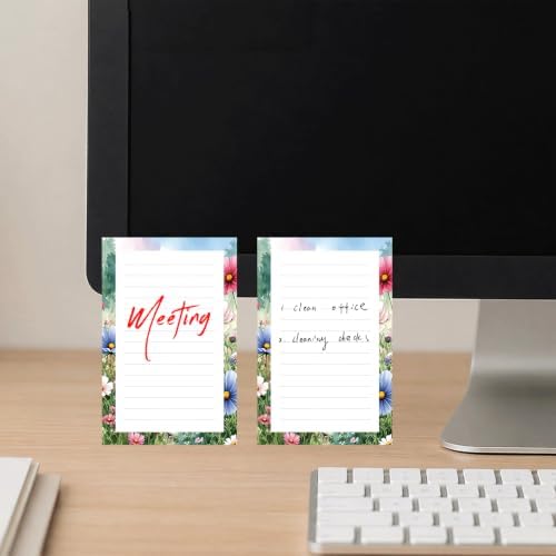 Lined Sticky Notes 4x6 in, 2 Pack Large Cute Notepads with Lines, Bright Post Memo Note Pads Big Rectangular Sticky Notes for Office Flower Garden Watercolor