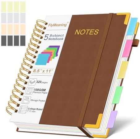 Hardcover Spiral Notebook Journal with Removable Dividers Tabs