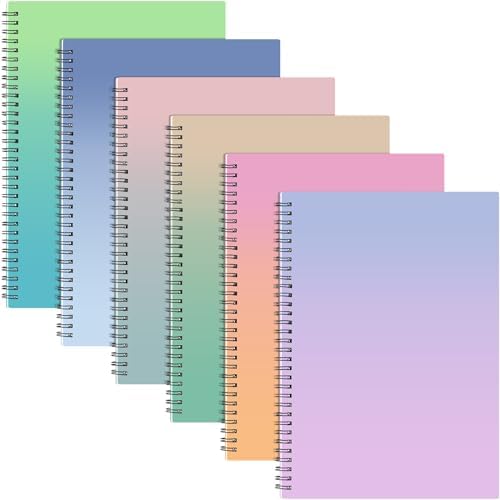 Fuutreo 6 Pack Spiral Notebook 10.5x7.45 Notebook,Gradient Color,Bright