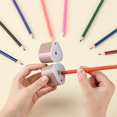 Mr. Pen- Pencil Sharpeners Manual, 3 Pack, 3 Holes, Colorful