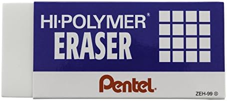 Pentel® Hi-Polymer Block Eraser, Large, White 6 pack (ZEH10BP3P2)