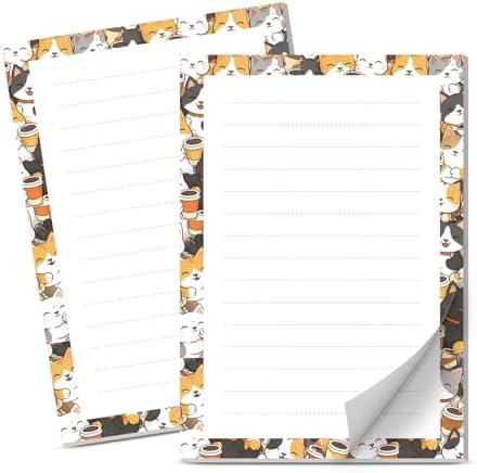 Lined Sticky Notes 4x6 in, 2 Pack Large Cute Notepads with Lines Self-Stick Note Pad, Funny Memo Pads Strong Adhesive for Office, Home Cute Funny Cats