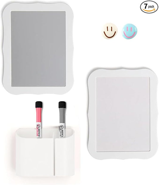 Locker Accessories for Girls Boys with Locker Mirror, Magnetic Whiteboard, Cute Smiley Face Magnets, Back-to-School Locker Decorations, Ideal for Office School Locker (White Locker Decor Set)