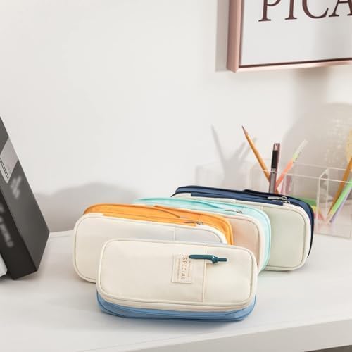 Arnuixty Large Storage Pencil Case Pen Bag with Zipper Big Capacity Pouch Organizer for Office Travel Holder Box
