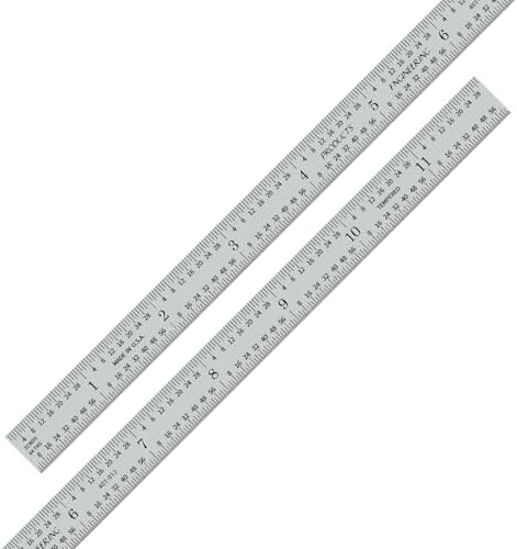 PEC Tools 12" Metal Ruler, Flexible, 4R Graduation, High Precision