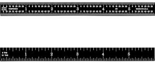 PEC Tools 18" Black Chrome Metal Ruler, Flexible, 4R Graduation