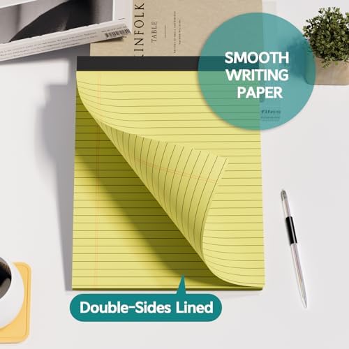 Legal Pads 8.5 x 11, 6 Pack Yellow Wide Ruled Note Pads 8.5 x 11 Pads