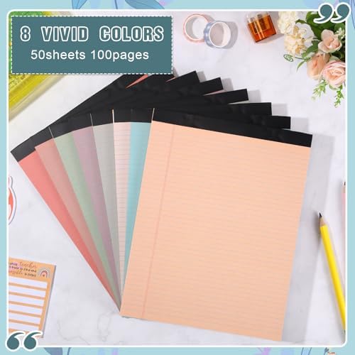 Fuutreo 8 Pcs Legal Pads 8.5 x 11 Colored Note Pads, Vintage Color