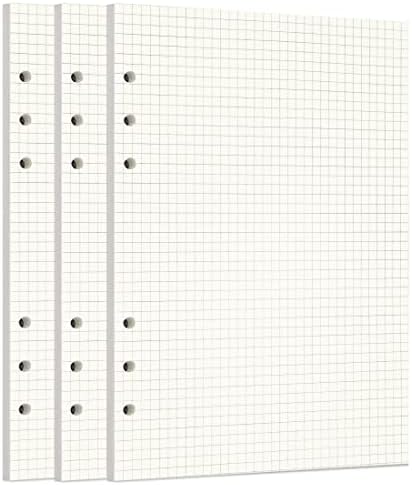 Zelten 3 Pack A5 135 Sheets/270 Pages Squared Loose Leaf Punched Paper Refills Paper for 6 Hole Binder Personal Organizer Diary Notebook Refillable Planner