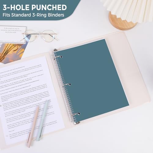 SKYDUE 8"x10.5" Spiral Notebook - College Ruled 100 Sheets, 1 Subject Notebook for School & Office, 3-Hole Punched Paper, Blue