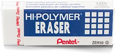 Pentel® Hi-Polymer Block Eraser, Large, White 6 pack (ZEH10BP3P2)