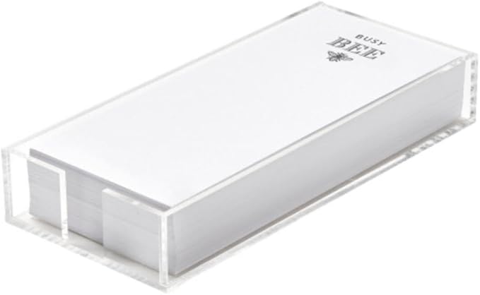 Santa Barbara Design Rectangular Acrylic Notepaper Holder with 125 Sheets Heavyweight Paper, 10" x 4.5", Busy Bee