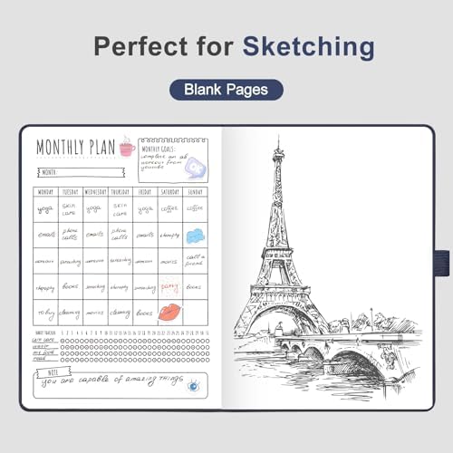 AHGXG Blank Journal Notebook, 160 Pages, A5 Medium Size (5.7'' x 8.3'')