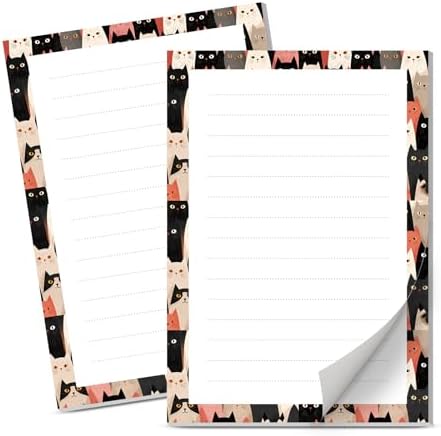 Lined Sticky Notes 4x6 in, 2 Pack Large Cute Notepads with Lines Self-Stick Note Pad, Funny Memo Pads Strong Adhesive for Office, Home Cute Colorful Cats