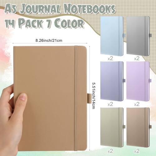 Laumoi 14 Pack Hardcover Lined Journal Notebooks Bulk,Morandi Color,A5