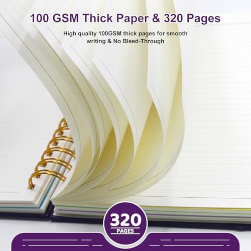 Hardcover Spiral Notebook Journal with Removable Dividers Tabs