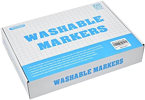 Rarlan Washable Markers Bulk for Kids, Bulk pack, 12 Colors, 240 Count (Pack of 6)