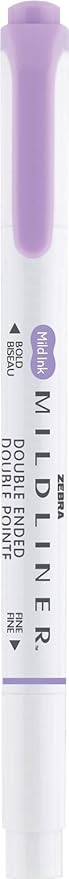 Zebra Pen Mildliner Dual-Tip Highlighters, Broad and Fine Tips, Ideal for Bible Highlighting, No Bleed, School Supplies, Teacher Supplies, and Office Supplies, Mild Violet Ink, 12-Pack (78180upc)