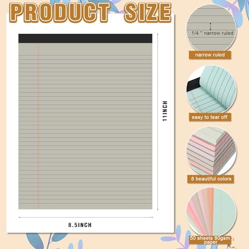 Fuutreo 8 Pcs Legal Pads 8.5 x 11 Colored Note Pads, Bohemian Color