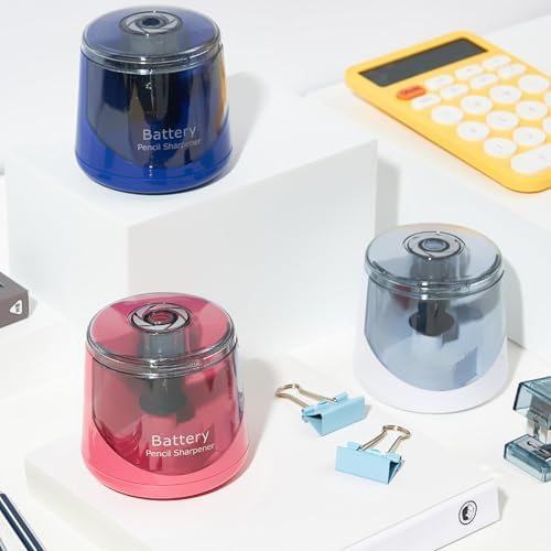 Battery Powered Electric Pencil Sharpener, Small Battery Operated Pencil Sharpeners Portable, Fast Sharpen, Suitable for 6-8mm No.2/Colored Pencils, School, Classroom, Office, Home(PS-01)