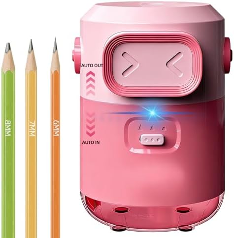 Electric Pencil Sharpener for Classroom Home, Automatic Colored Pencil Sharpener for Kids, Auto Stop for 6-8mm No.2/Colored Pencils, Cute Pencil Sharpener Battery Powered, School Supplies