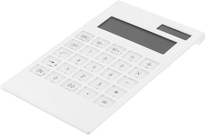 Toddmomy Ultrathin Solar Calculator with Large Keys Portable Electronic Calculator for Office Use White