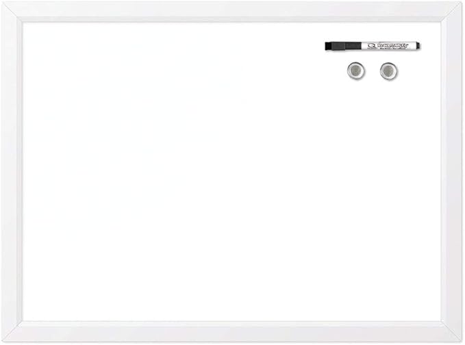 Quartet Magnetic Whiteboard, 17" x 23" Small White Board for Wall, Dry Erase Board for Kids, Perfect for Home Office & Home School Supplies, Dry Erase Marker, Magnets, White Frame (MDW1723W-AZS)