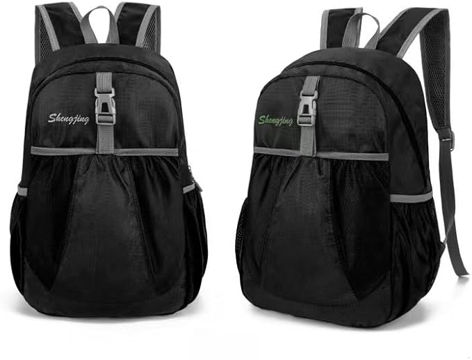 Travel lightweight foldable backpack hiking backpack splash proof compact travel backpack day pack (black)