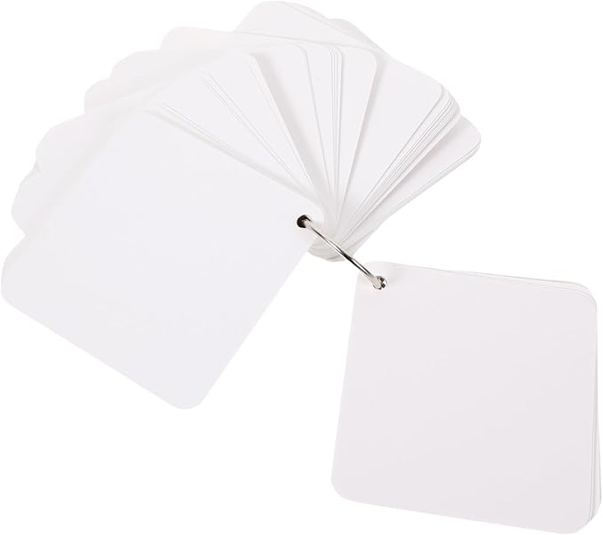 STOBOK Blank Flash Cards with Binder Rings Pre-hole Punched Notecards for Studying Note-taking and Daily Planning and Lightweight Multipurpose Notecards