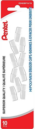 Pentel Hi-Polymer White Cap Erasers, Pack of 10 (ZEH02BP10)