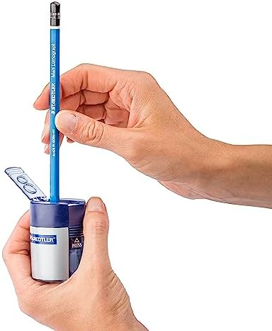 STAEDTLER Double-Hole Tub Pencil Sharpener: Dual Size Manual Sharpener for Standard Graphite & Colored Pencils - Compact Design - Ideal for Classroom, Home, Office, & Art Studio