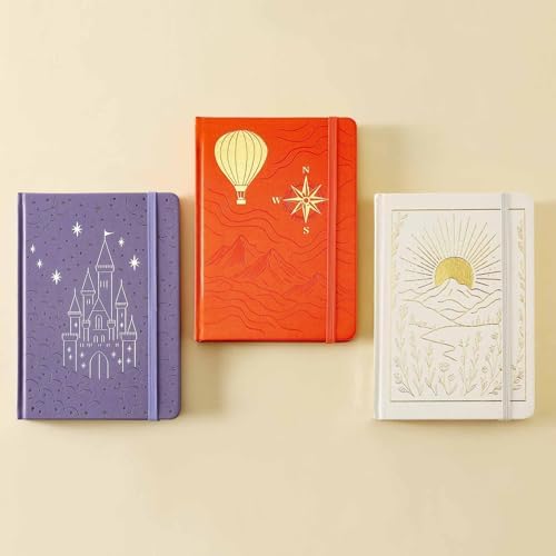 Dot Grid Journal with 160GSM Thick Paper, 192 Pages, A5 Dotted Notebook for Work, School, Travel | 180° Lay Flat, Foil Stamped Cover, Elastic Band, 2 Bookmarks & Inner Pocket (Purple Castle)