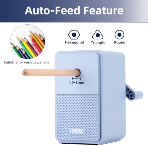 Deli Manual Pencil Sharpener, Blue