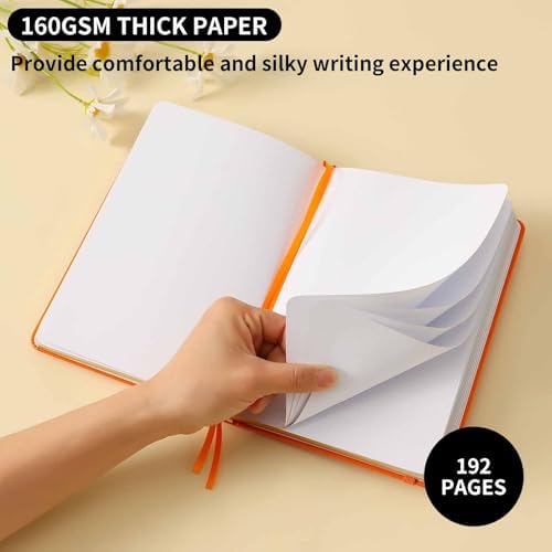 Dot Grid Journal with 160GSM Thick Paper, 192 Pages, A5 Dotted Notebook for Work, School, Travel | 180° Lay Flat, Foil Stamped Cover, Elastic Band, 2 Bookmarks & Inner Pocket (Orange)